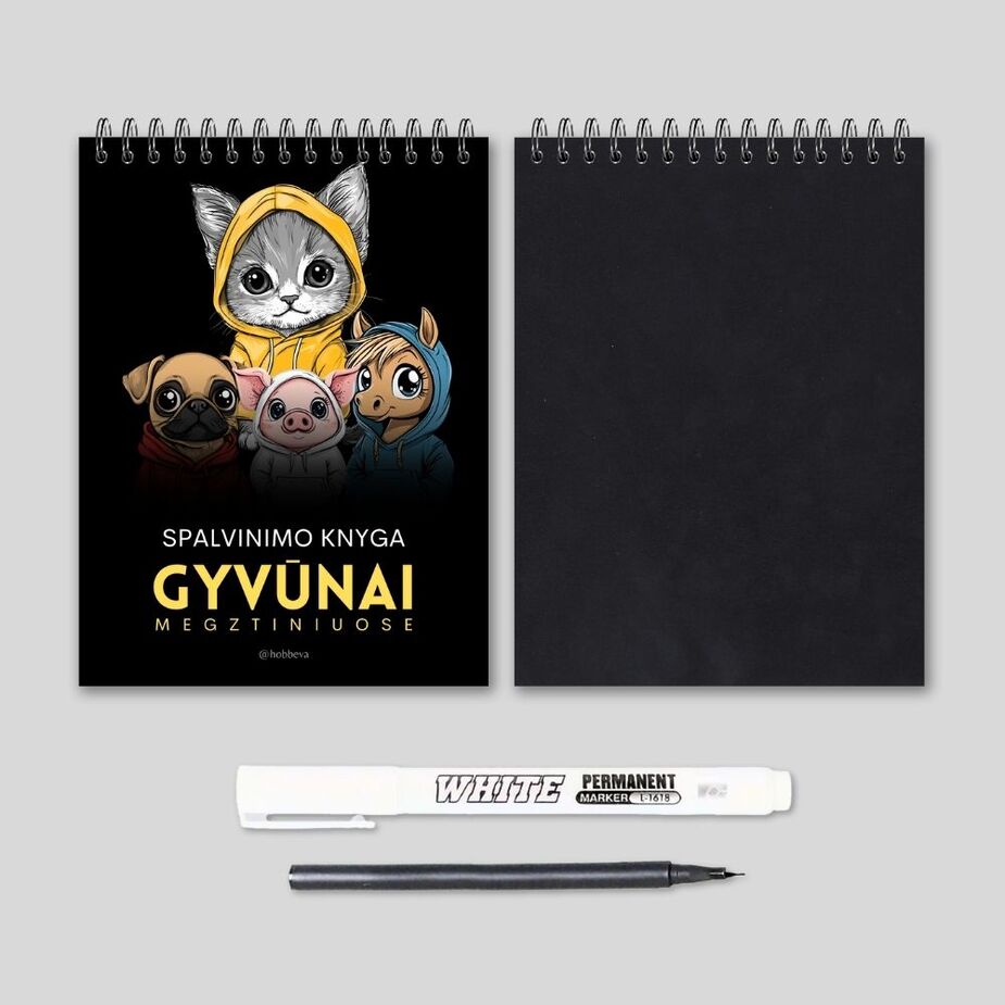 Gyvūnai megztiniuose - spalvinimo knyga 2