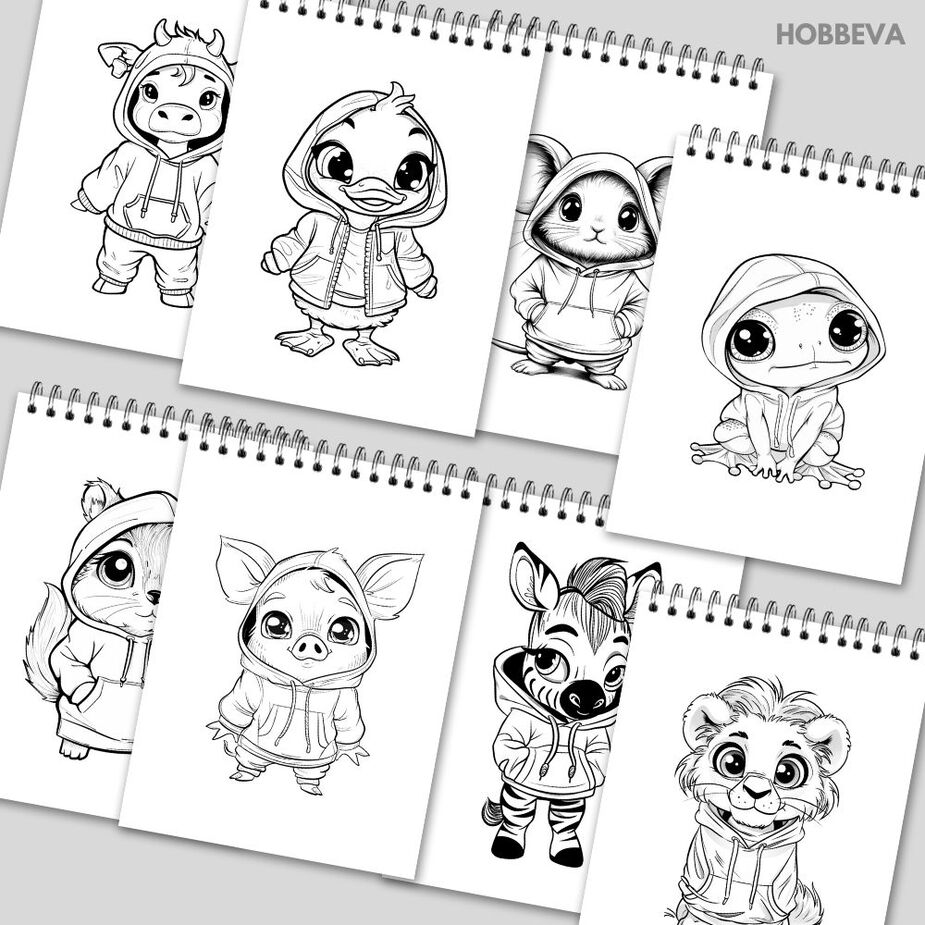 Gyvūnai megztiniuose - spalvinimo knyga 1