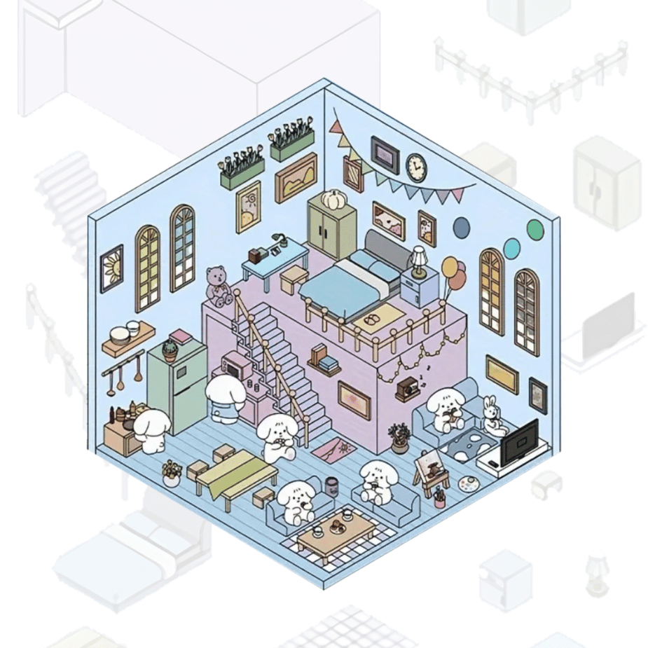 Loft kambarys - Lipdukai